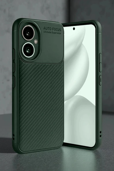 LitaeTrend Honor 400 Kılıf Auto Focus Karbon Kapak - Koyu Yeşil - Resim 5