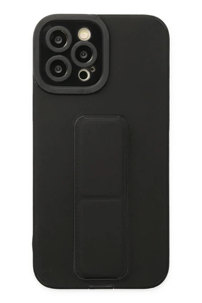 LitaeTrend iPhone 12 Pro Max Kılıf Mega Standlı Silikon - Siyah ürün görseli 1