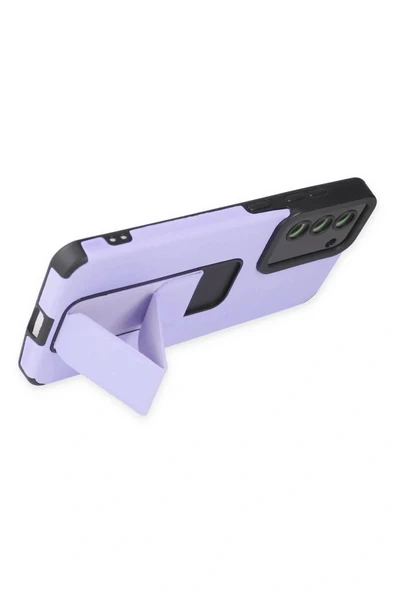 LitaeTrend Samsung Galaxy S21 FE Kılıf Mega Standlı Silikon - Lila - Resim 4