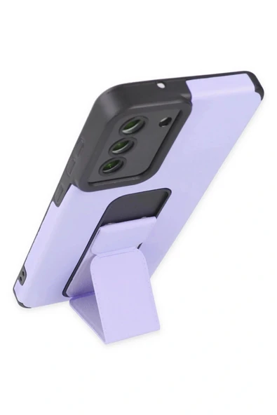 LitaeTrend Samsung Galaxy S21 FE Kılıf Mega Standlı Silikon - Lila - Resim 3