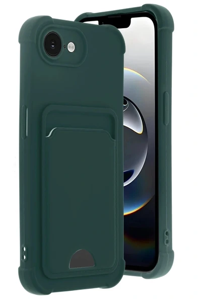 LitaeTrend Apple iPhone 16E Kelvin Kartvizitli Silikon - Koyu Yeşil - Resim 2