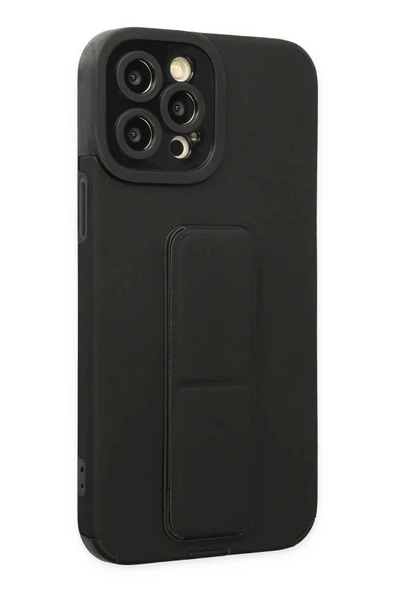 LitaeTrend iPhone 12 Pro Max Kılıf Mega Standlı Silikon - Siyah - Resim 2