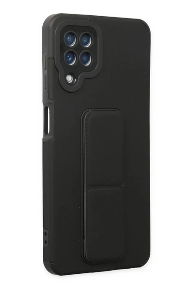 LitaeTrend Samsung Galaxy A22 Kılıf Mega Standlı Silikon - Siyah - Resim 2