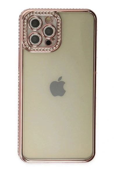 LitaeTrend iPhone 12 Pro Kılıf Joke Taşlı Silikon - Pembe - Resim 2