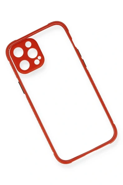 LitaeTrend iPhone 12 Kılıf Miami Şeffaf Silikon - Kırmızı - Resim 3