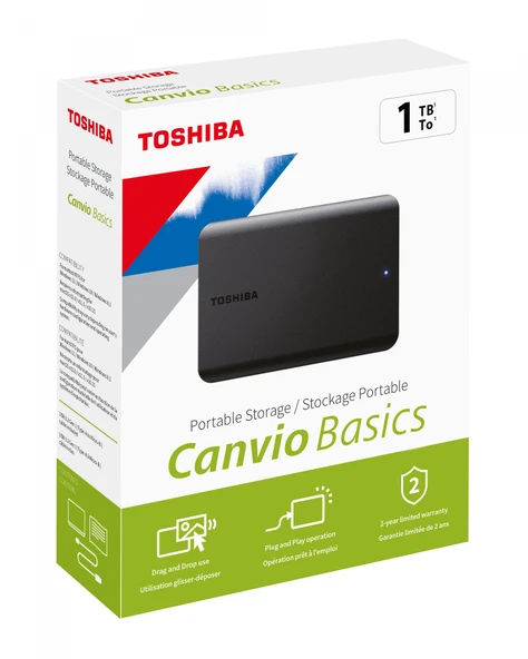 1TB CANVIO BASICS 2.5" USB3.2 G1 TOSHIBA HDTB510EK3AA ürün görseli