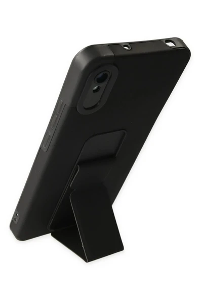 LitaeTrend Xiaomi Redmi 9A Kılıf Mega Standlı Silikon - Siyah - Resim 3