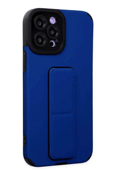 LitaeTrend iPhone 12 Pro Max Kılıf Mega Standlı Silikon - Mavi - Resim 2