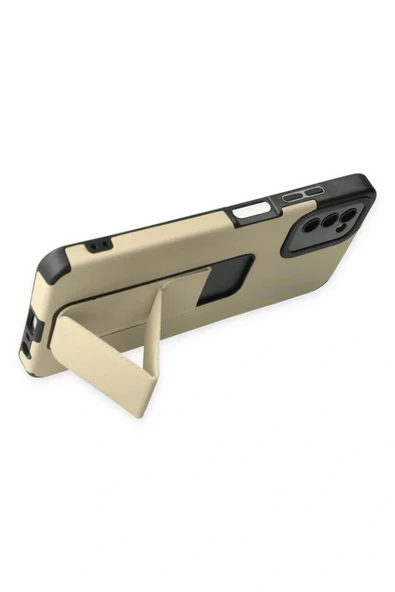LitaeTrend Samsung Galaxy A03S Kılıf Mega Standlı Silikon - Gold - Resim 4