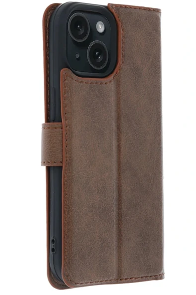 LitaeTrend Apple iPhone 15 Trend S Plus Kapaklı Kılıf - Taba - Resim 5