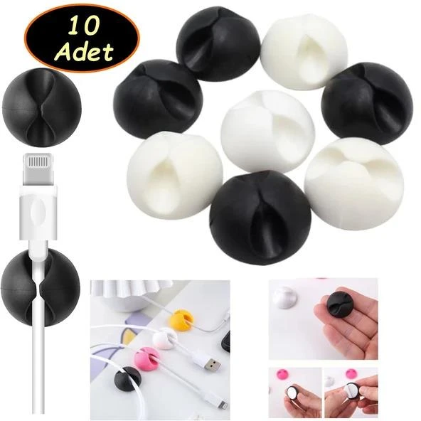 3B Trend 10 Adet Kablo Düzenleyici Duvar Fayans Cam Kablo Tutucu Yapışkanlı Klips Kablo Sabitleme ürün görseli 1