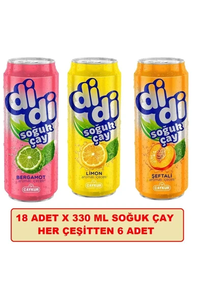 Çaykur Didi Hepsibir Paketi Bergamot + Limon + Şeftali Soğuk Çay 330 Ml X 18 Adet ürün görseli