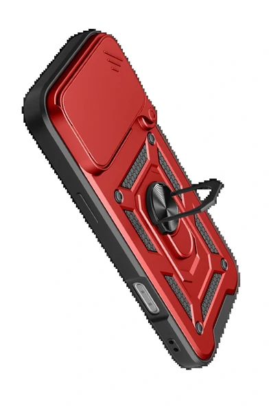 LitaeTrend Apple iPhone 17 Pro Pars Lens Yüzüklü Silikon - Kırmızı - Resim 3