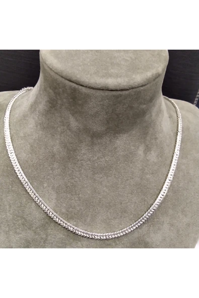 925 Ayar Gümüş Sıralı Halka Model Erkek Kolyesi-Şık Tasarım-50cm /4mm - Resim 3