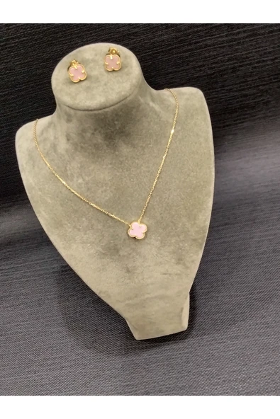 925 Ayar Gümüş Şans Model Kolye-Küpe Seti - Resim 2