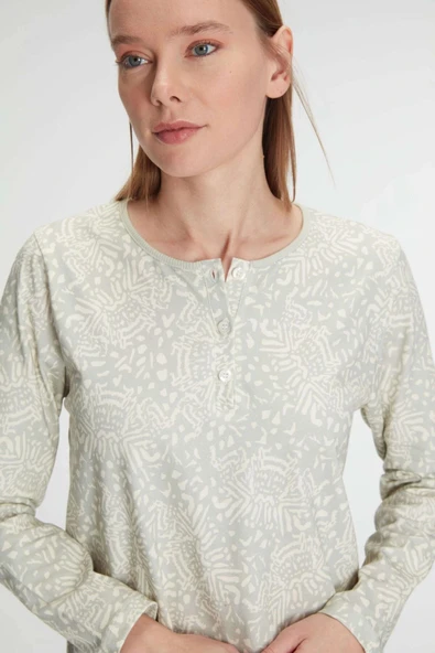 MDB MdbShop Pamuklu Uzun Kollu Gecelik - Resim 5