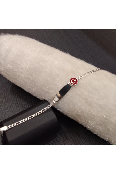 925 Ayar Gümüş Ay Yıldızlı Model Bebek/Çocuk Bilekliği -Şık Tasarım- İsim yazdırılabilir. 16cm -3mm - Resim 3
