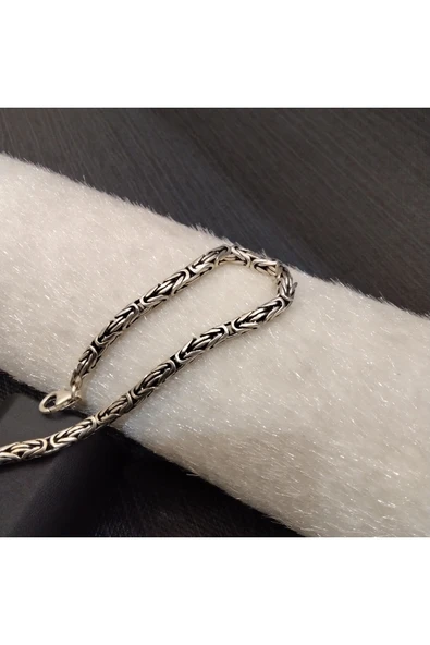 925 Ayar Gümüş Kral Model Erkek Bilekliği -Şık Tasarım-21cm /5mm - Resim 3