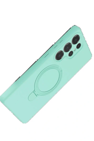 LitaeTrend Samsung Galaxy S24 Ultra Regal Magsafe Standlı Kapak - Su Yeşili - Resim 4