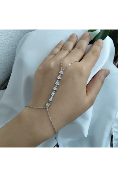 925 Ayar Gümüş Zirkon Taşlı ve Otantik Detay Şahmeran Kadın Bileklik- Şık Tasarım (Yıldız Model) - Resim 2