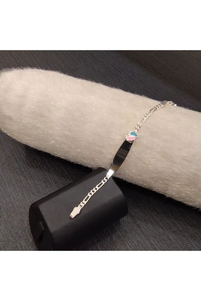 925 Ayar Gümüş Renkli Ayakcık Model Çocuk Bilekliği -Şık Tasarım- İsim yazdırılabilir. 13cm -3mm - Resim 2