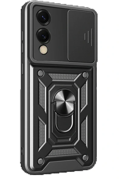 LitaeTrend Samsung Galaxy S25 Edge Pars Lens Yüzüklü Silikon - Siyah - Resim 3