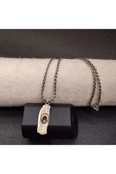 925 Ayar Gümüş Ay Yıldız Detaylı Kolye Ucu -Şık Tasarım (Zincirsiz) ürün görseli 1