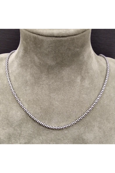 925 Ayar Gümüş Erkek Kolyesi-Şık Tasarım-60cm/3mm - Resim 2