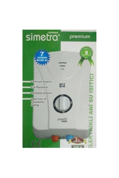 Simetra Premium Elektrikli Şofben Ani Su Isıtıcı 8 Emniyetli ürün görseli