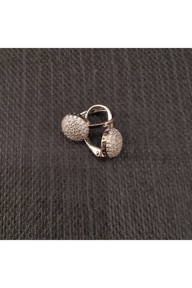 925 Ayar Yarım Küre Tasarımlı Kadın Gümüş Küpe -Sade ve Şık - Resim 3