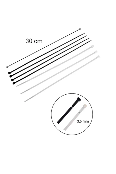 Mutlusan Pemsan Kablo Bağı 3,6x300mm 100lü Paket Beyaz - Resim 2