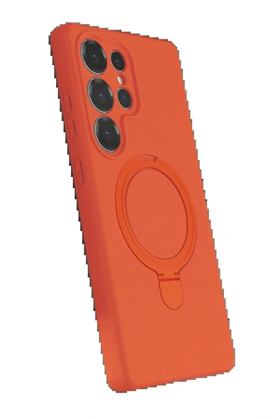 LitaeTrend Samsung Galaxy S25 Ultra Regal Magsafe Standlı Kapak - Turuncu - Resim 2