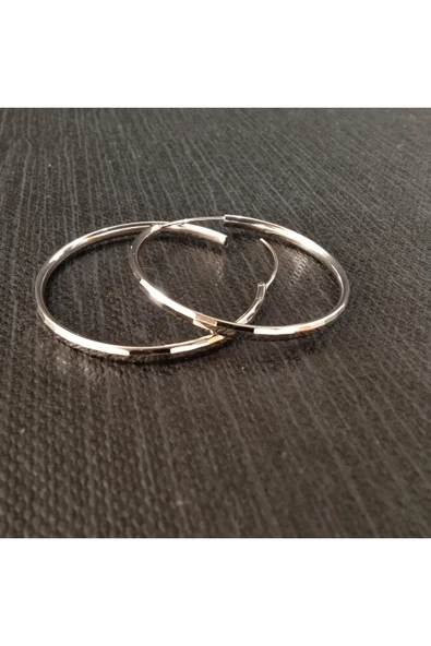 925 Ayar Gümüş Halka Model Kadın ve Genç Küpesi- (1.8cm çap) - Resim 3