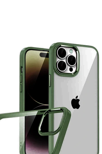 LitaeTrend Apple iPhone 15 Pro Max Lensli Silikon - Yeşil - Resim 2