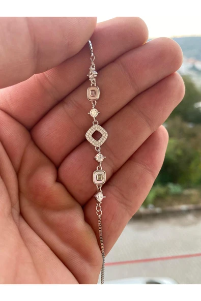 925 Ayar Gümüş Zirkon Taş Detaylı Genç/Yetişkin Kadın Bilekliği - Şık Tasarım ürün görseli 1