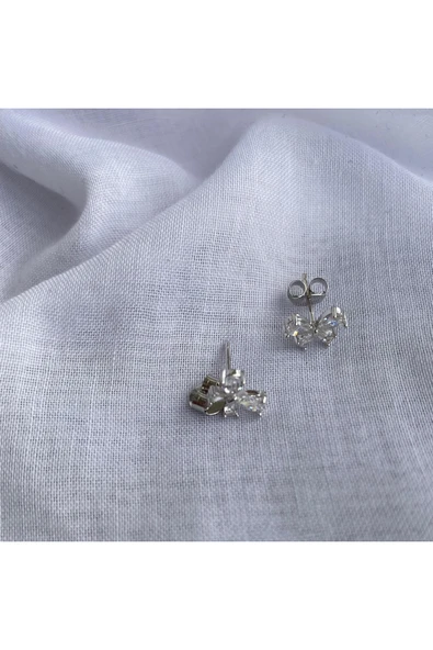 925 Ayar Gümüş Zirkon Taşlı Model Çocuk/Genç/Yetişkin Kadın Küpesi -Şık Tasarım ürün görseli 1