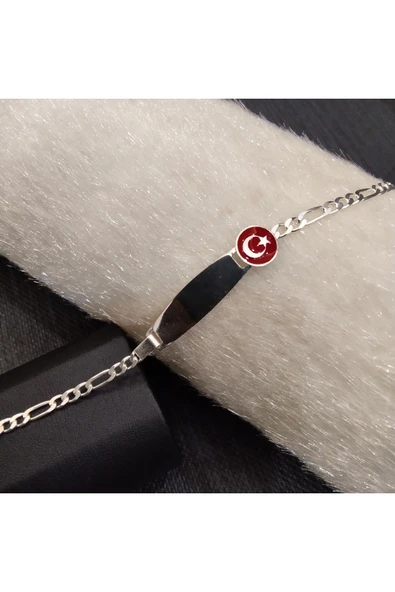 925 Ayar Gümüş Ay Yıldızlı Model Bebek/Çocuk Bilekliği -Şık Tasarım- İsim yazdırılabilir. 16cm -3mm ürün görseli