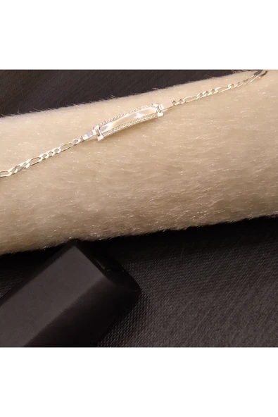 925 Ayar Gümüş Sade ve Düz Model Çocuk Bilekliği- İsim yazdırılabilir. 14 cm -3mm - Resim 3