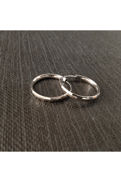 925 Ayar Gümüş Halka Model Kadın ve Genç Küpesi- (2.2cm çap) - Resim 3