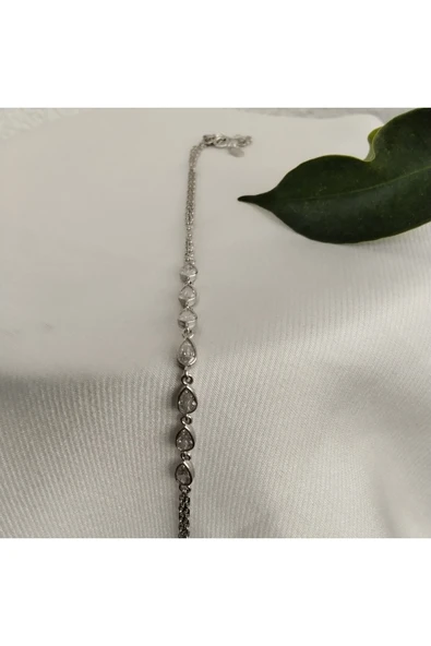 925 Ayar Gümüş Zirkon Taşlı ve Otantik Detay Şahmeran Kadın Bileklik- Şık Tasarım (Damla Model) - Resim 3