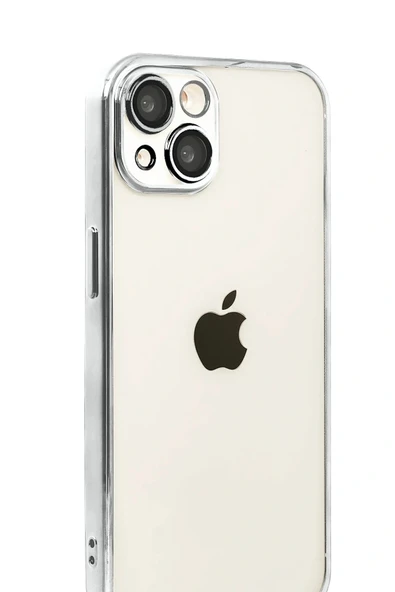 LitaeTrend Apple iPhone 15 Lensli Silikon - Gümüş - Resim 2