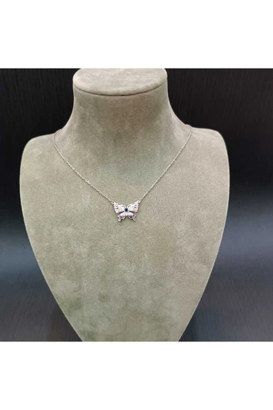 925 ayar gümüş kelebek modelli tasarım harikası kolye - Resim 3