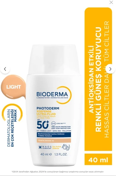 Bioderma Photoderm XDefense Spf50+ Tüm Cilt Tipleri Antioksidan Etkili Renkli Güneş Kremi Light 40 ml ürün görseli