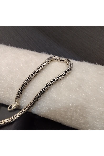 925 Ayar Gümüş Kral Model Erkek Bilekliği -Şık Tasarım-21cm /5mm - Resim 2