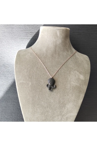 925 Ayar Gümüş Kadın Kolye- Rose Renk - Şık Tasarım - Resim 2