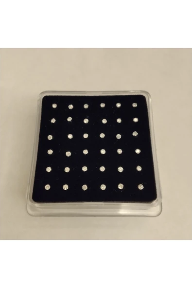 925 Ayar Gümüş Zirkon Taşlı Top Model Gümüş 1 adet Hızma (2mm) - Resim 2