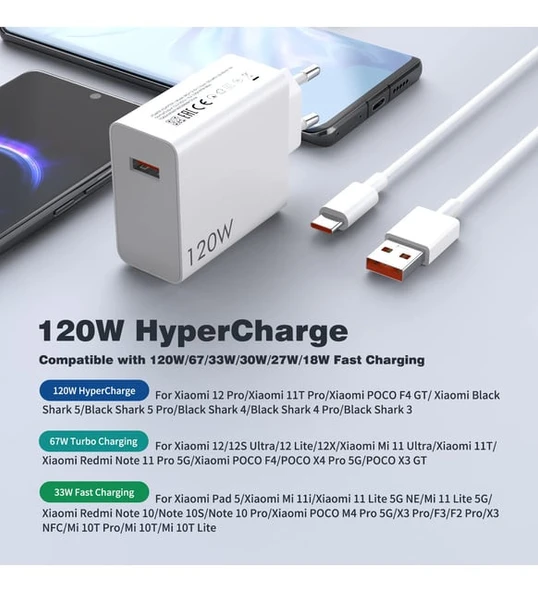 ORJİNAL XİAOMİ 120W TYP-C  HIZLI VE GÜÇLÜ ŞARJ BAŞLIGI VE KABLO ürün görseli