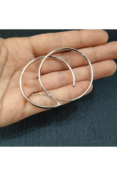 925 Ayar Gümüş Halka Model Kadın ve Genç Küpesi- (1.8cm çap) - Resim 2