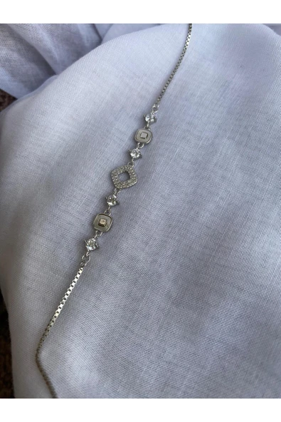 925 Ayar Gümüş Zirkon Taş Detaylı Genç/Yetişkin Kadın Bilekliği - Şık Tasarım - Resim 3