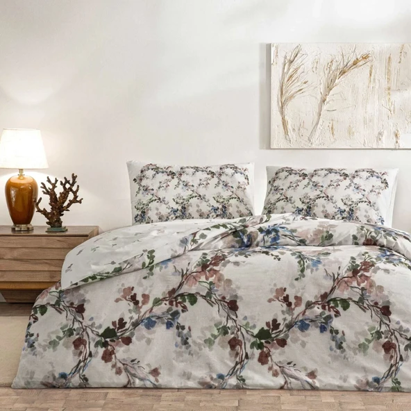 Taç Çift Kişilik Ranforce Nevresim Takımı Dalila Krem ürün görseli